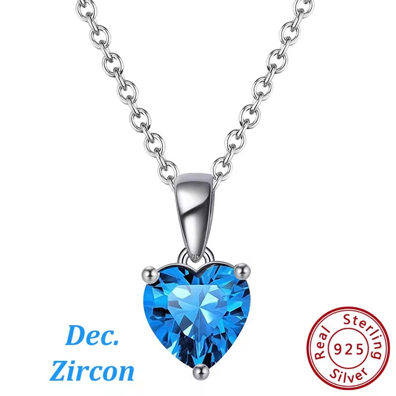 Zircon Heart Birthstone Necklace
