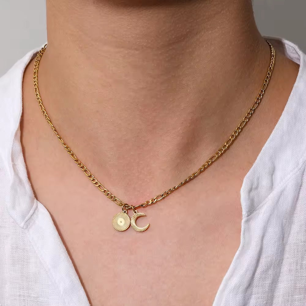 Sun Moon Gold Chain Necklace