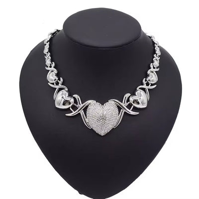 Silver Heart Xo Necklace Set