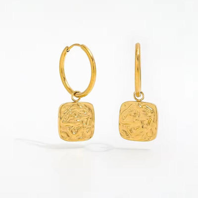 18k Gold-Filled Square Charm Hoops