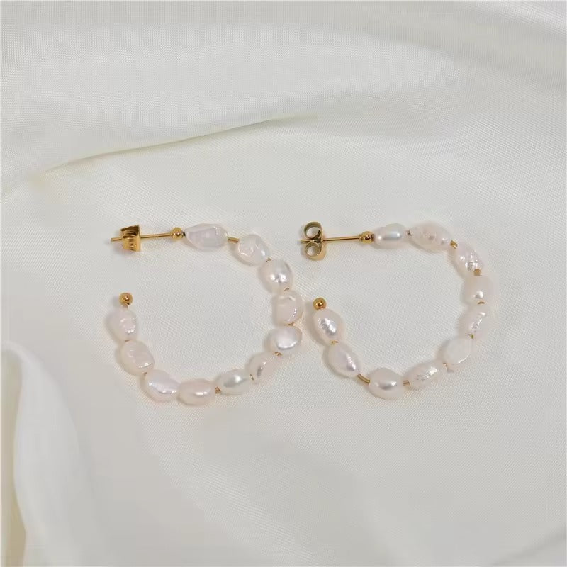 Pearl Hoop Earrings