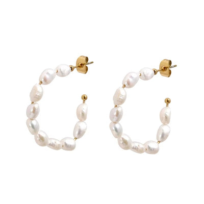 Baroque Pearl Hoop Earrings