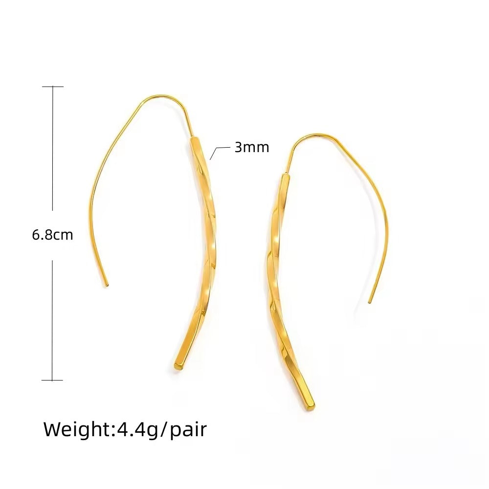 18K Gold-Filled Twisted Arc Threader Hoop Earrings