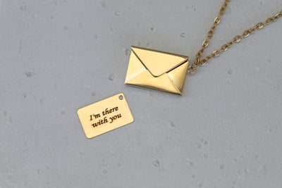 18k Gold Filled Envelope Necklace - Custom Necklace - Engraved Necklace