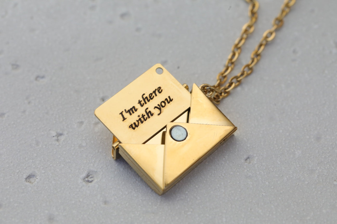 18k Gold Filled Envelope Necklace - Custom Necklace - Engraved Necklace