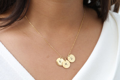 Custom Necklace | Personalized Discs Necklace | Engraved Necklace | Initial Necklace