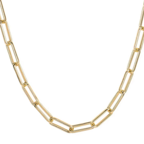 14K Gold-Filled Paperclip Link Chain Necklace for Women