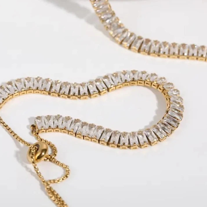 18K Gold-Filled Baguette Slider Tennis Bracelet