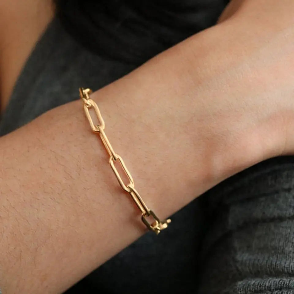 14K Gold-Filled Paperclip Chain Bracelet