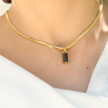 18K Gold-Filled Baguette Pendant Necklace