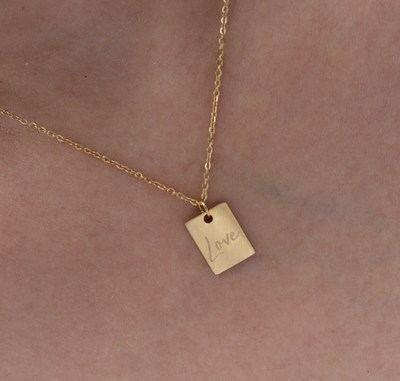18K Gold-Filled Rectangle Love Pendant Necklace