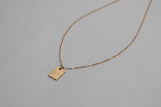 18K Gold-Filled Rectangle Love Pendant Necklace
