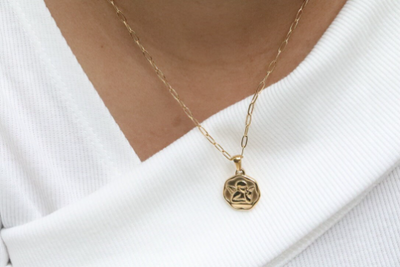 18K Gold-Filled Hexagonal Cupid Pendant Necklace