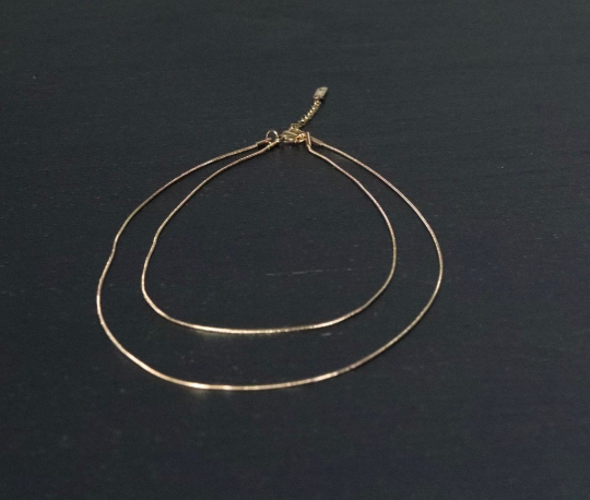 18K Gold-Filled Herringbone Necklace Set