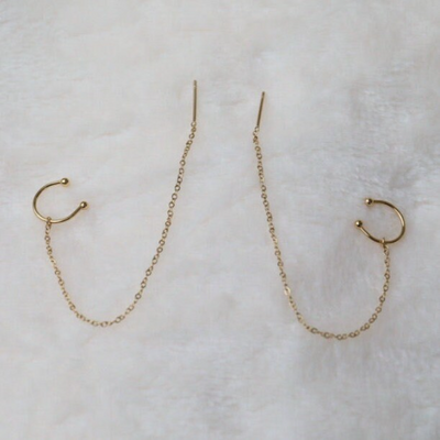 18K Gold-Filled Chain Cuff Earrings