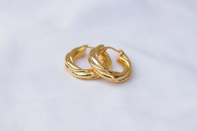 18K Gold-Filled Twisted Hoop Earrings