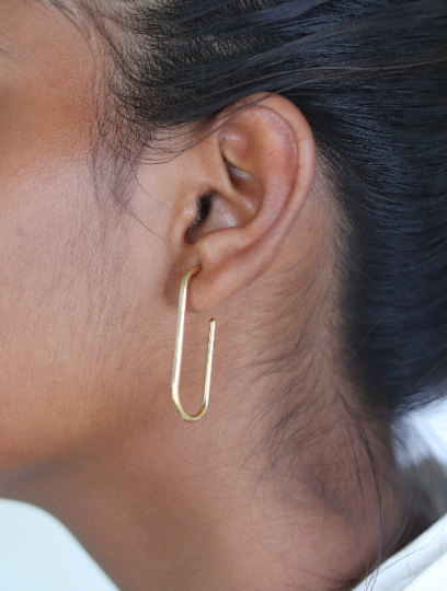 18K Gold-Filled Rectangle Hoop Earrings