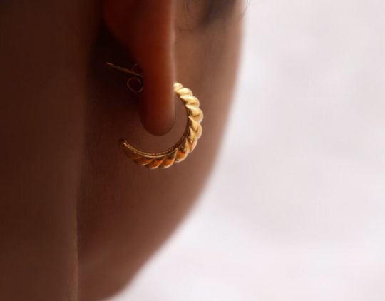 18K Gold-Filled French Twisted Dome Hoops