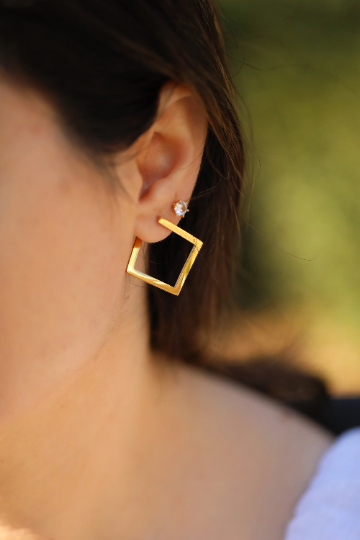 18K Gold-Filled Rectangle Hoop Earrings