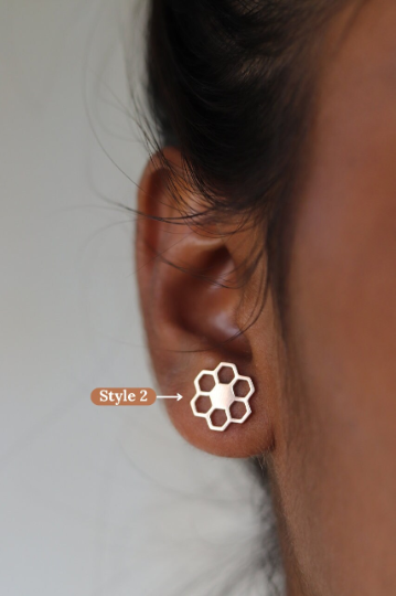 18K Gold-Filled Honeycomb Stud Earrings