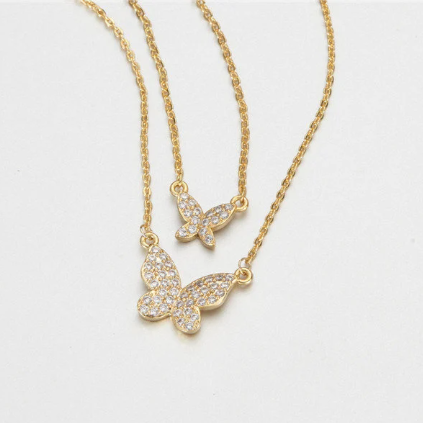 18K Gold-Filled Zircon Butterfly Necklace