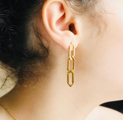 18K Gold-filled Chain Stud Earrings