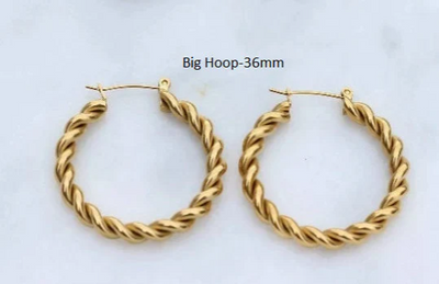 18K Gold-Filled Twist Rope Hoops
