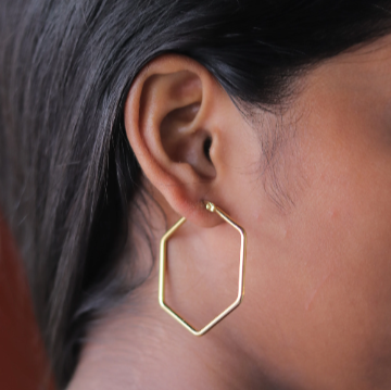 Gold Hexagon Earrings