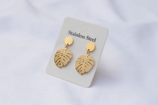 14K Gold-Filled Monstera leaf earrings