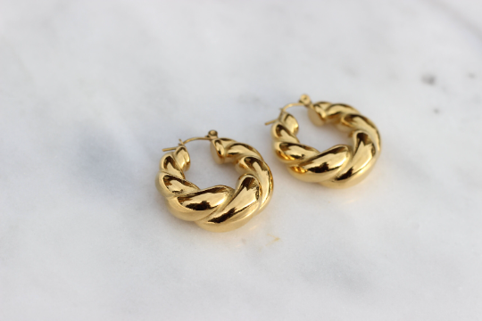 18K Gold-Filled Chunky Twisted Hoop Earrings