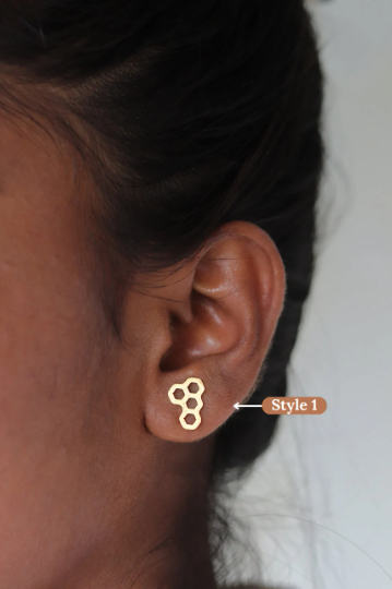 18K Gold-Filled Honeycomb Stud Earrings