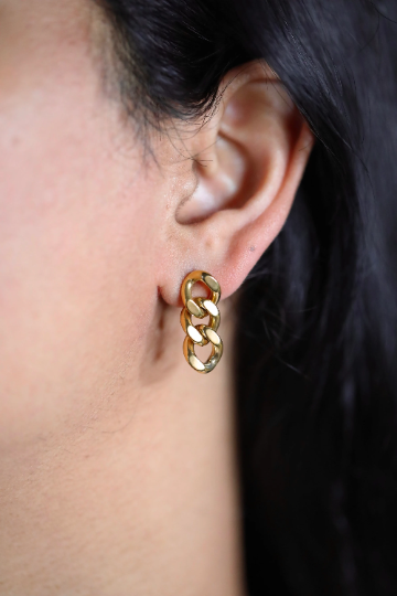 18K Gold-Filled Curb Drop Earrings