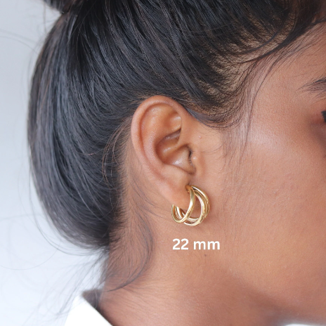 Gold Small Triple Hoop Earrings