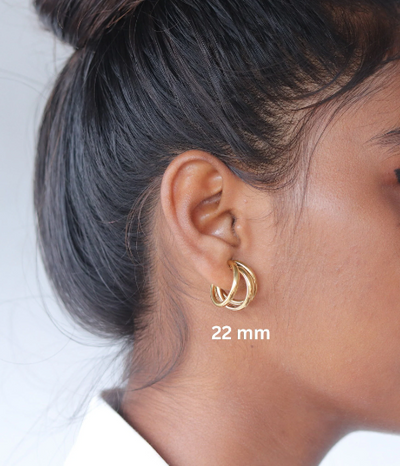 18K Gold-Filled Triple Hoop Earrings (Small 22mm)