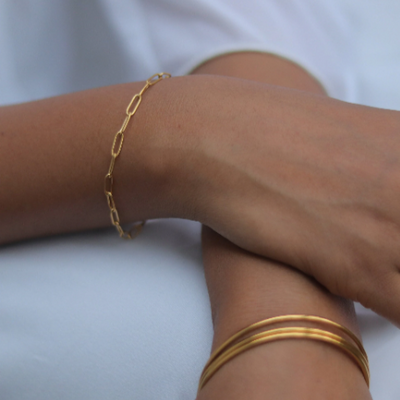 18K Gold-Filled Square Charm Link Bracelet