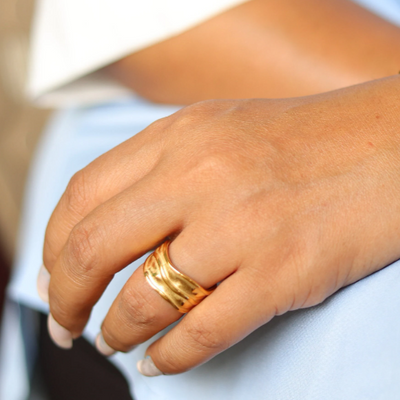 18k Gold-Filled Hammered Ring