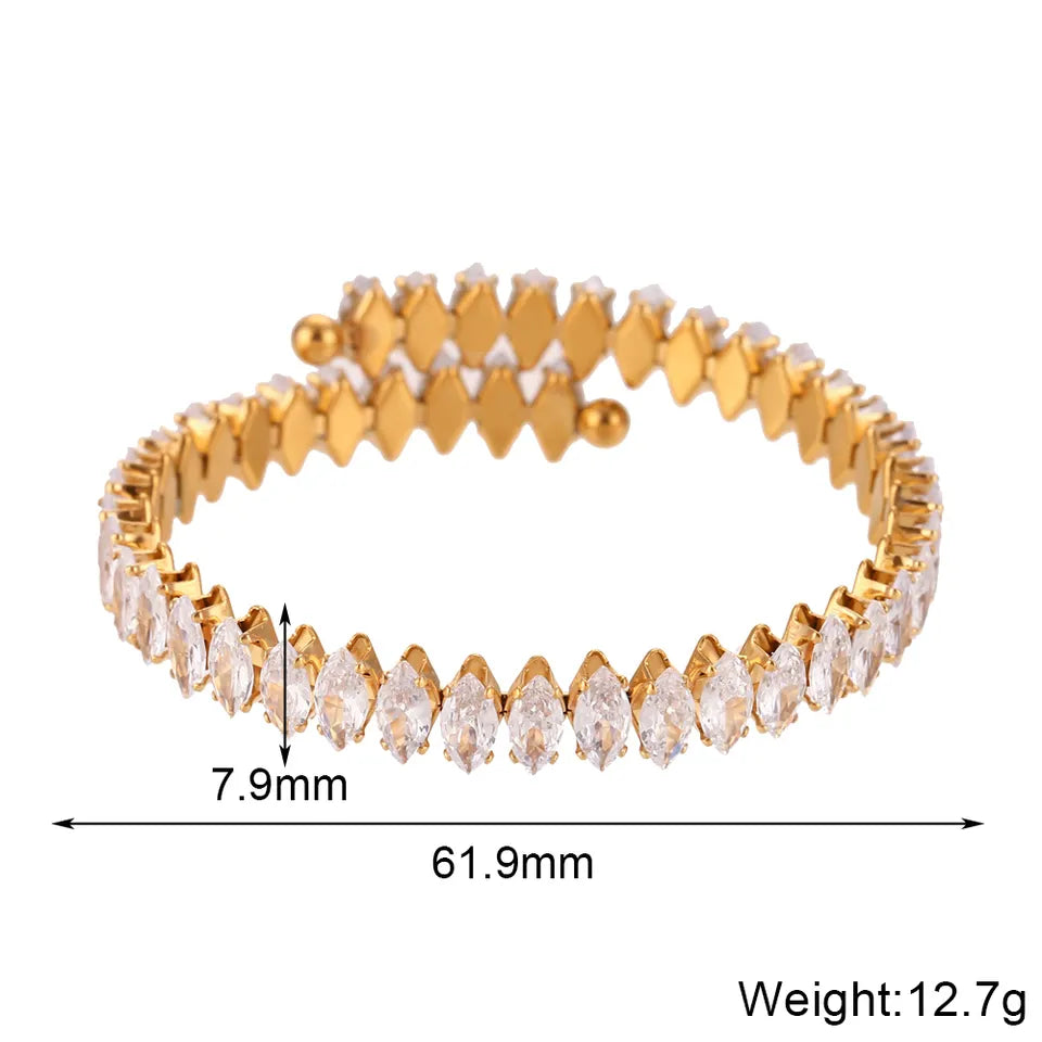 18k Gold-Filled Zircon Baguette Bangle