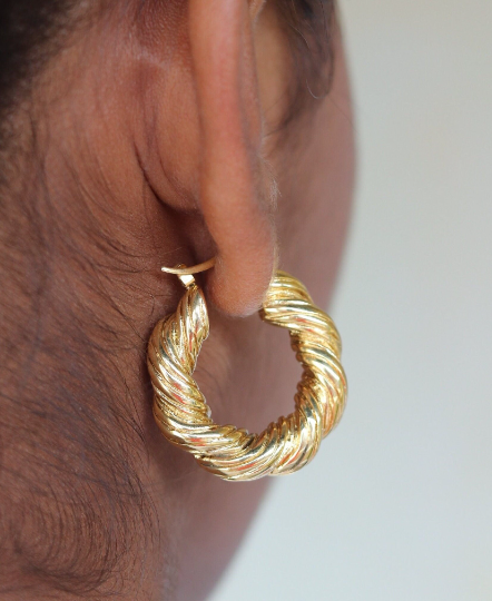 18K Gold-Filled Heavy Twisted Hoops