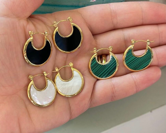 18K Gold-Filled Shell Hoops