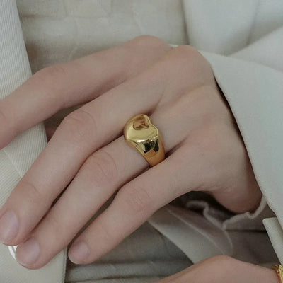 Chunky Gold Heart Ring Set