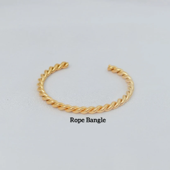 18K Gold-Filled Cuff Rope Bangle Bracelet