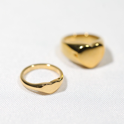 Chunky Gold Heart Ring Set