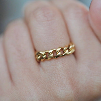 18k Gold-Filled Chunky Cuban Chain Ring