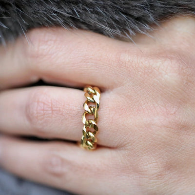 18k Gold-Filled Chunky Cuban Chain Ring