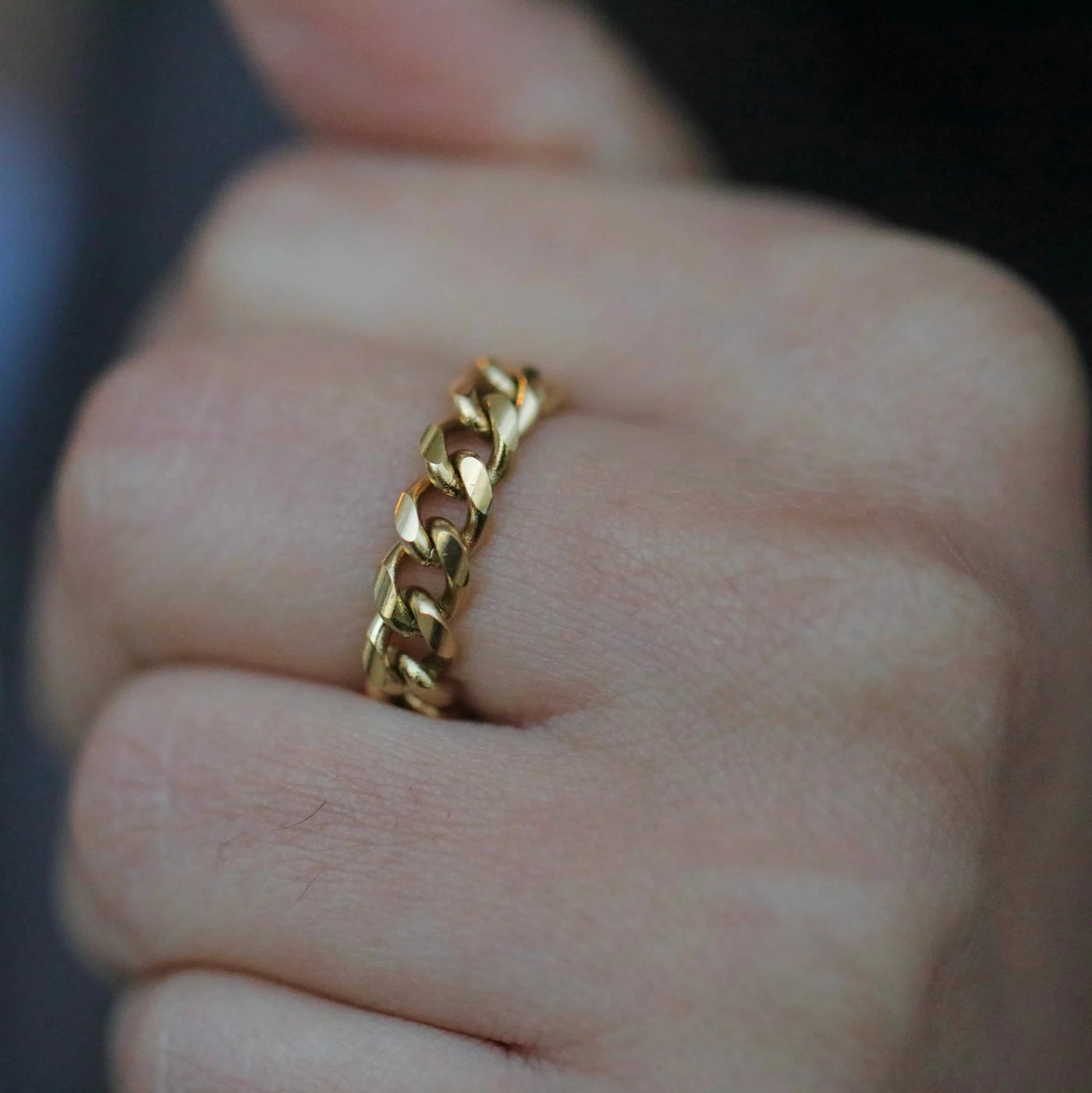 18k Gold-Filled Chunky Cuban Chain Ring