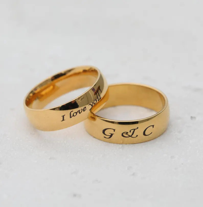 18K Gold-Filled Personalized Ring • Custom Engraved Chunky Band Name Ring