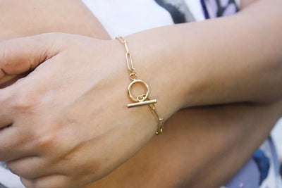 18K Gold-Filled Toggle Closure link Bracelet