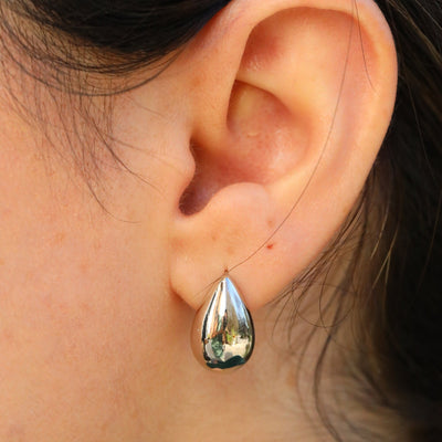 Silver Water Drop Stud Earrings