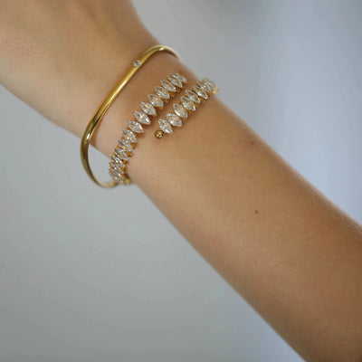 18k Gold-Filled Zircon Baguette Bangle