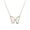 NE21- 14K Gold Finished Crystal Clear Butterfly Necklace